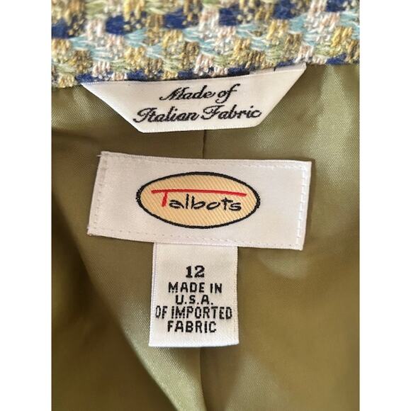 Talbots Italian Fabric Wool Blend Green Tweed Blazer – Size 12 (Made in USA) - Picture 5 of 7